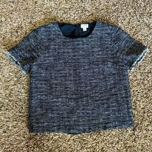 J. Crew Tweed Short Sleeve Top | Navy Shirt | Fall Top